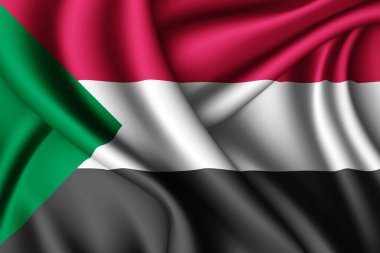 Sudan 'ın 3D dalgalı ipek bayrağı