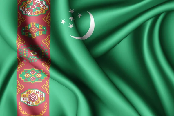 Representación Ondeando Bandera Seda Turkmenistán — Foto de Stock