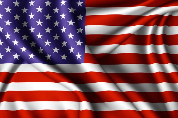 3Dレンダリングアメリカ合衆国の絹の旗を振って — ストック写真
