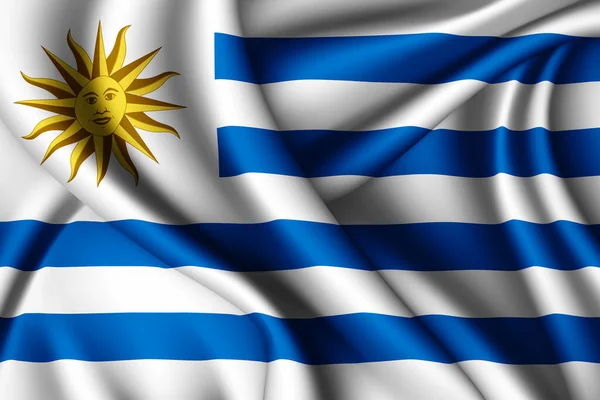 Representación Ondeando Bandera Seda Uruguay — Foto de Stock