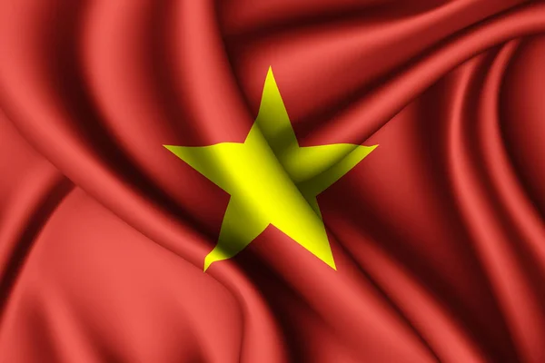 Render Melambaikan Bendera Sutra Vietnam — Stok Foto