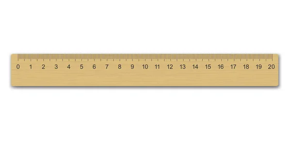 Školní Dřevěný Měřicí Pravítko Měřítkem Centimetrů — Stockový vektor