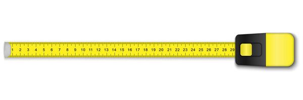 измерительная линейка для рулетки инструмента на белом фоне
