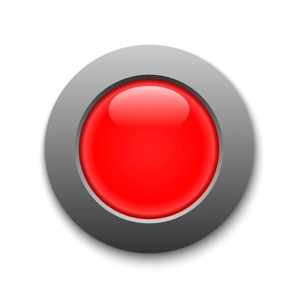 Botón Círculo Rojo Vector Fondo Blanco — Vector de stock