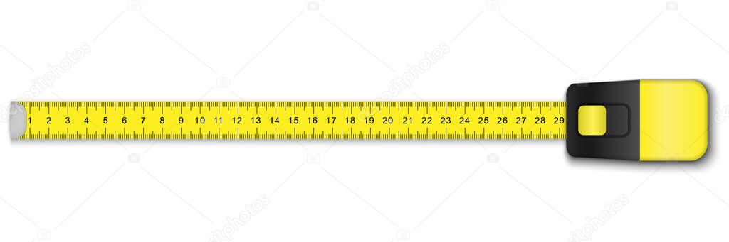 measuring ruler tape for tool roulette on white background