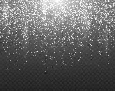 Şeffaf bir arkaplanda kar yağışı. Tasarımınız için şablon