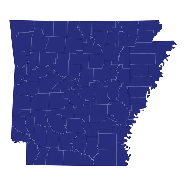 Mapa Alta Calidad Arkansas Estado Los Estados Unidos América Con — Archivo Imágenes Vectoriales