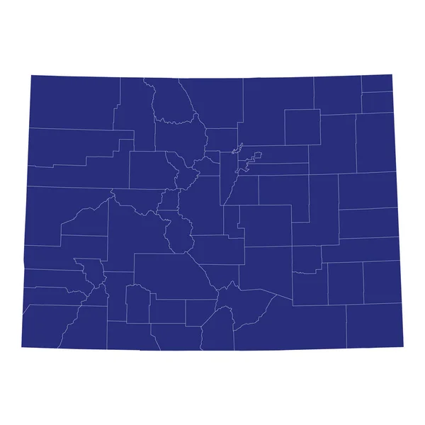 科罗拉多州的高质量地图是美国的一个州 与各县接壤 — 图库矢量图片