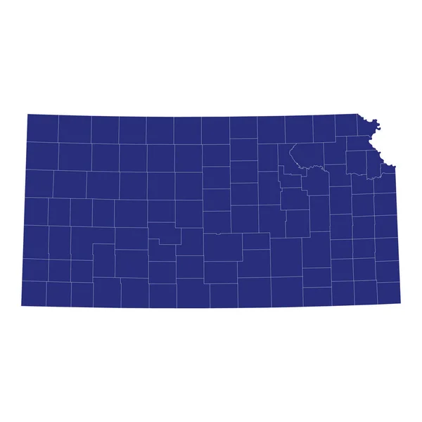 堪萨斯州的高质量地图是美国的一个州 与各县接壤 — 图库矢量图片