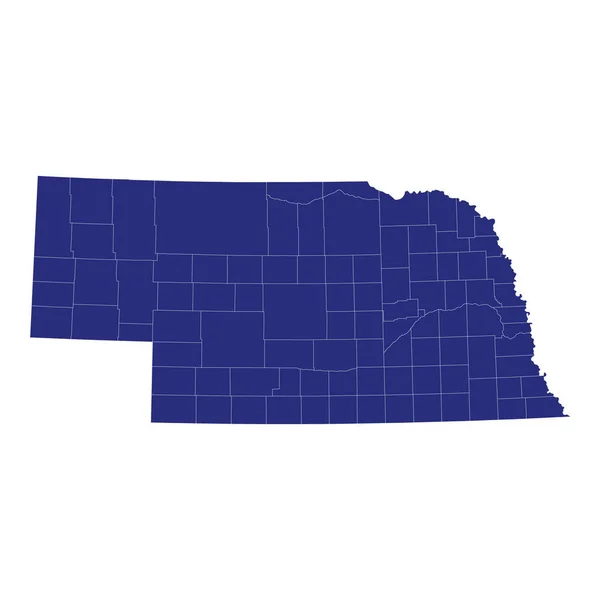 Mapa Alta Calidad Nebraska Estado Los Estados Unidos América Con — Archivo Imágenes Vectoriales