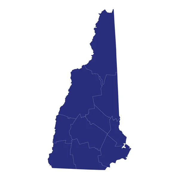 Mappa Alta Qualità Del New Hampshire Uno Stato Degli Stati — Vettoriale Stock