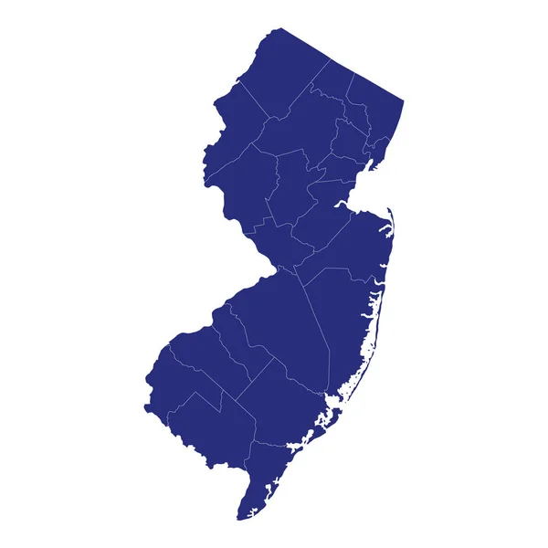 New Jersey Kiváló Minőségű Térképe Amerikai Egyesült Államok Megyék Határai — Stock Vector