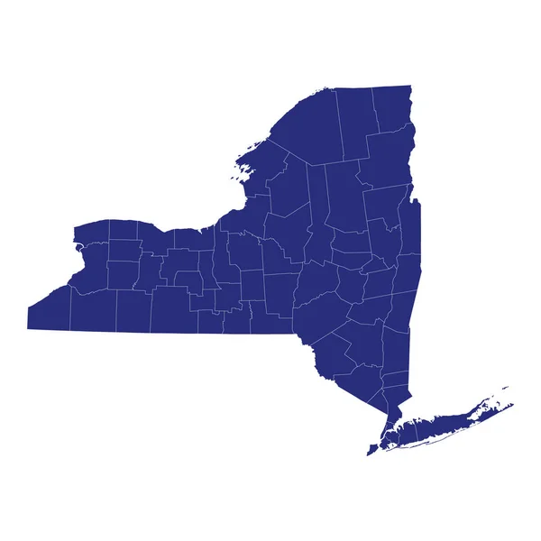 New York Kiváló Minőségű Térképe Amerikai Egyesült Államok Megyék Határai — Stock Vector