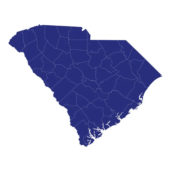 Högkvalitativ Karta Över South Carolina Delstat Usa Med Gränser Länen — Stock vektor
