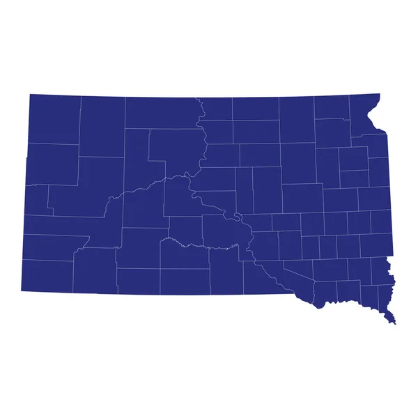 南达科他州的高质量地图是美国的一个州 与各县接壤 — 图库矢量图片