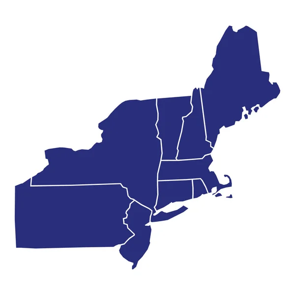 Carte Haute Qualité Région Nord Est Des États Unis Amérique — Image vectorielle