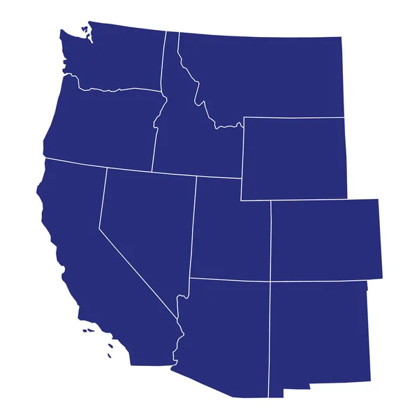 Високоякісна Карта Західного Регіону Сполучених Штатів Америки Кордонами Штатів — стоковий вектор