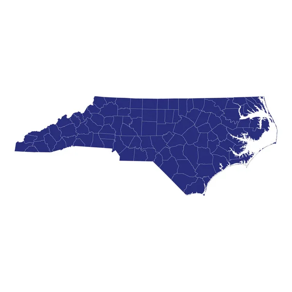 Mappa Alta Qualità Della Carolina Del Nord Uno Stato Degli — Vettoriale Stock