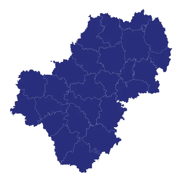 Vysoce Kvalitní Mapa Kalugy Region Ruska Hranicemi Okresů — Stockový vektor