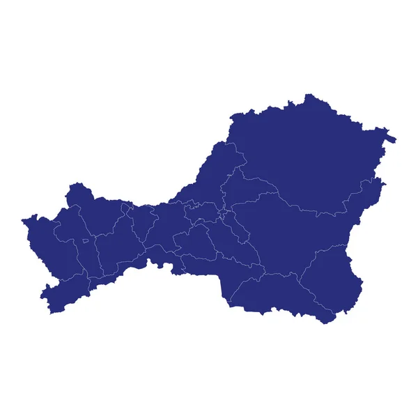 Wysokiej Jakości Mapa Tuva Region Rosji Granicami Powiatów — Wektor stockowy