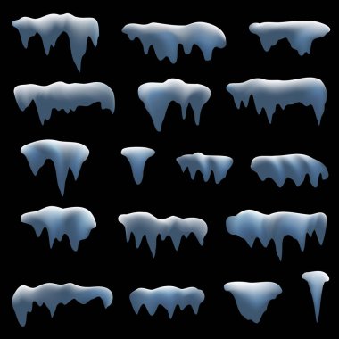 Gerçekçi kar maskesi seti. Noel buz dekorasyonu elementi.