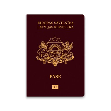 Letonya pasaportunu gizle. Vektör illüstrasyonu