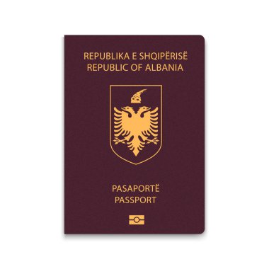 Arnavutluk pasaportunu karşıla. Vektör illüstrasyonu