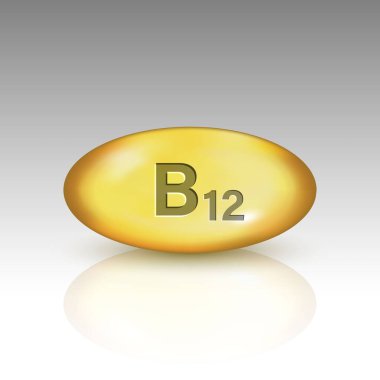 B12 vitamini. cobalamin vitamin bırakma hapı kapsülü simgesi