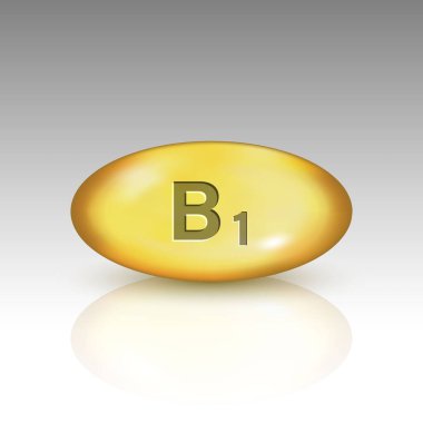 B1 vitamini. Tiamin vitamin damlası hap kapsülü simgesi