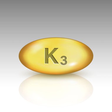 K3 vitamini. Menadon vitamin düşürücü hap kapsülü simgesi