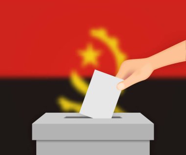 Angola 'nın seçim pankartı geçmişi. Bulanık bayraklı oy sandığı
