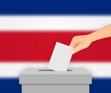 Kosta Rika 'da seçim pankartı var. Bulanık bayraklı oy sandığı