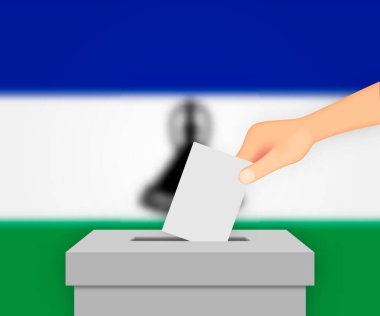 Lesotho seçim pankartı geçmişi. Bulanık bayraklı oy sandığı