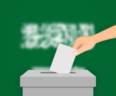 Suudi Arabistan seçim sancağına oy veriyor. Bulanık bayraklı oy sandığı