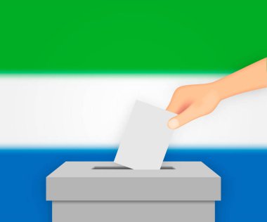 Sierra Leone seçim pankartı geçmişi. Bulanık bayraklı oy sandığı