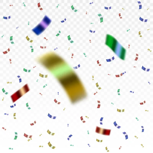 Vallende Kleurrijke Confetti Geïsoleerd Een Transparante Achtergrond — Stockvector