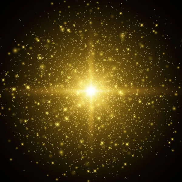 Star Brast Utrymme Bakgrund Med Gnistrar Glans Ljuseffekt — Stock vektor