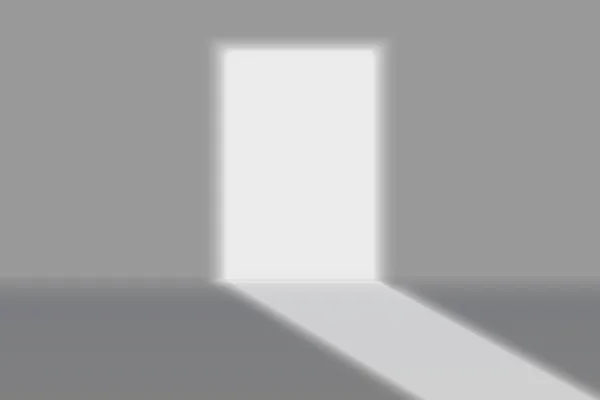 Двері Світла Тінь Сірому Фоні Стіни — стоковий вектор