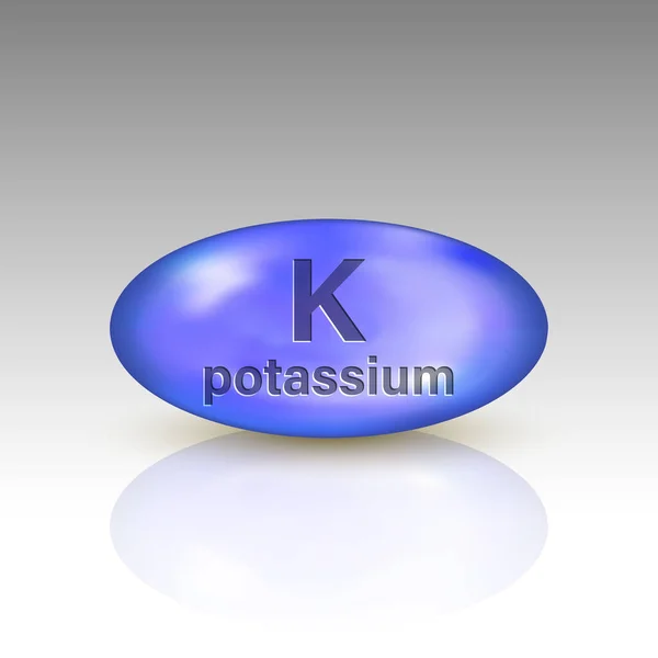 Kalium Icoon Minerale Druppelpil Capsule Vitamine Complex Ontwerp — Stockvector