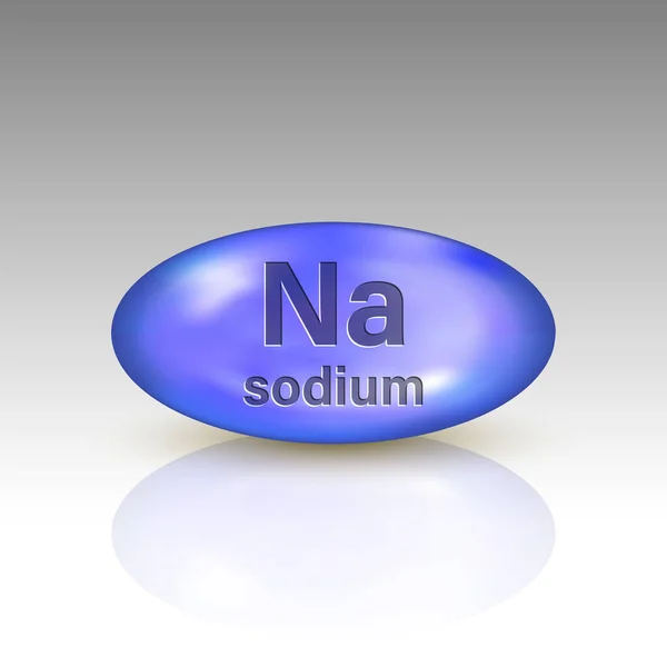 Natrium Symbol Kapsel Mit Mineraltropfen Vitaminkomplexes Design — Stockvektor