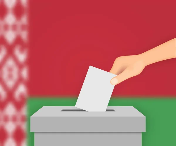 Bélarus Vote Bannière Électorale Arrière Plan Boîte Scrutin Avec Drapeau — Image vectorielle