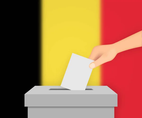 Belgio Voto Elettorale Banner Sfondo Votazione Con Bandiera Sfocata — Vettoriale Stock