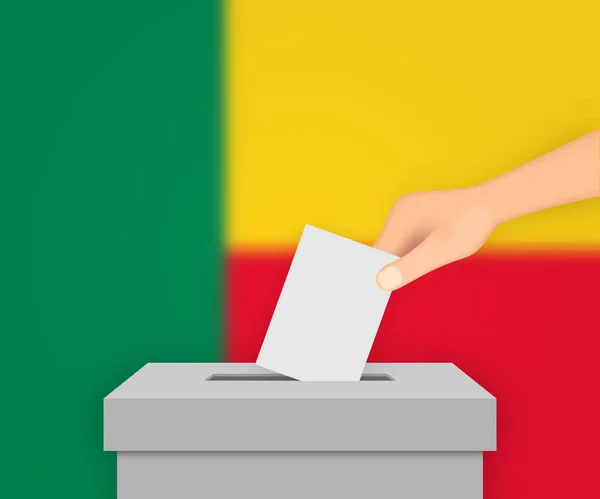 Benin Votar Fundo Bandeira Eleitoral Caixa Cédula Com Bandeira Embaçada —  Vetores de Stock
