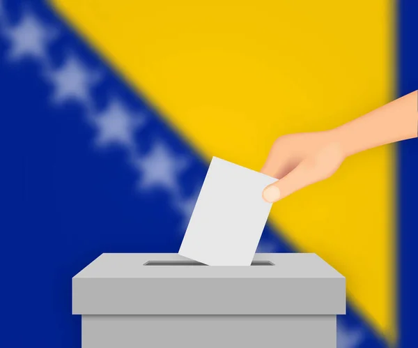 Βοσνία Ψηφίζει Προεκλογικό Λάβαρο Κουτί Ψηφοδελτίων Θολή Σημαία — Διανυσματικό Αρχείο