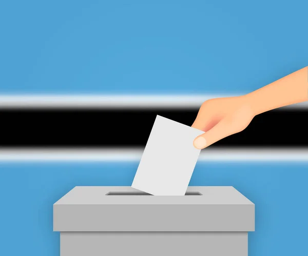 Botswana Hlasuje Volebním Banneru Pozadí Hlasovací Urna Rozmazaným Příznakem — Stockový vektor