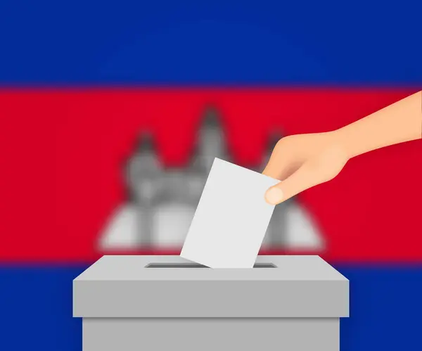Camboja Votar Fundo Bandeira Eleitoral Caixa Cédula Com Bandeira Embaçada —  Vetores de Stock