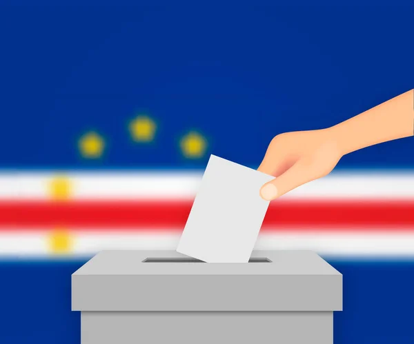 Πράσινο Ακρωτήριο Ψηφίζει Τις Εκλογές Κουτί Ψηφοδελτίων Θολή Σημαία — Διανυσματικό Αρχείο