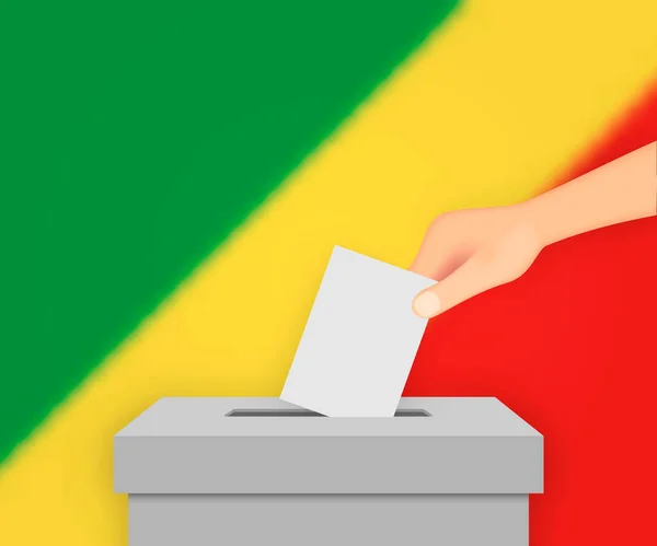 Κονγκό Ψηφίζει Προεκλογικό Πανό Κουτί Ψηφοδελτίων Θολή Σημαία — Διανυσματικό Αρχείο