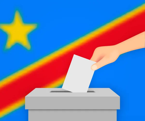 République Démocratique Congo Bannière Électorale Arrière Plan Boîte Scrutin Avec — Image vectorielle