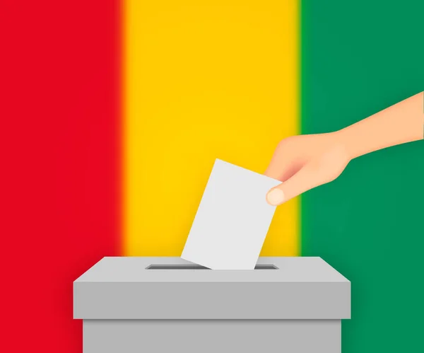 Γουινέα Ψηφίζει Φόντο Των Εκλογών Κουτί Ψηφοδελτίων Θολή Σημαία — Διανυσματικό Αρχείο